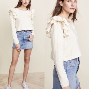 LoveShackFancy | Corrine White Ruffle Sweatshirt, medium